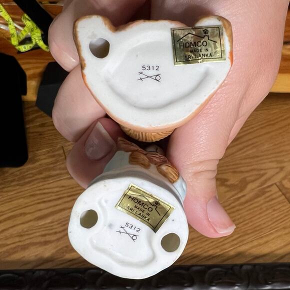 Vintage Homco Set 5312 Ceramic Figurines Thanksgiving Bears Fall Harvest 2 Piece - Picture 3 of 10